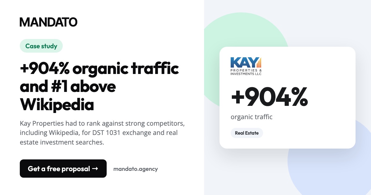 Kay Properties: +904% organic traffic