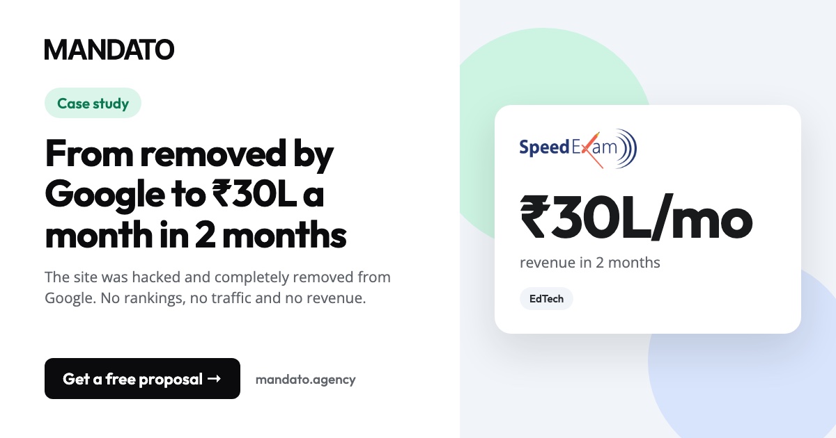 Speed Exam: ₹30L/mo revenue in 2 months